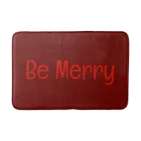 Dark Red "Be Merry" Bath Mat with Optional Text