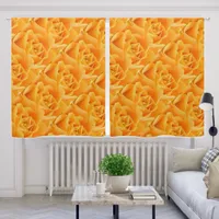 Orange Rose Floral Pattern Blackout Curtains