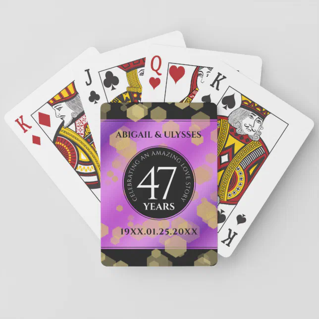 Elegant 47th Amethyst Wedding Anniversary Poker Cards