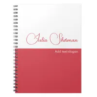 Modern Hibiscus Red Feminine Minimalist Script Notebook