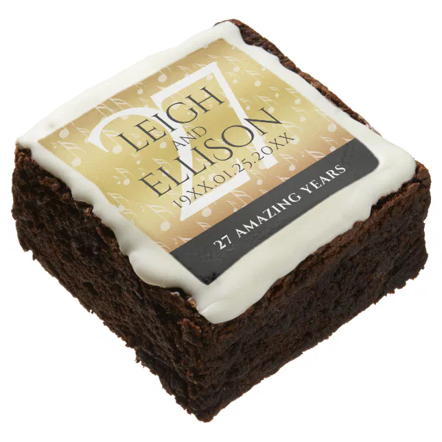 Elegant 27th Music Wedding Anniversary Celebration Brownie