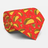 Red Tortilla Tacos Chillies Pattern Mexican Chef Neck Tie