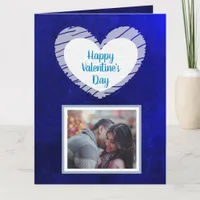 Happy Valentine's Day Blue Ombre Photo Card