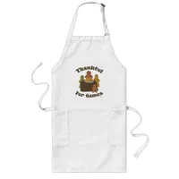 Thankful for Games Thanksgiving Fun Logo Long Apron