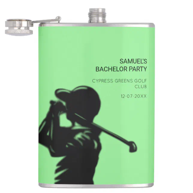 Black golfer Golfing Trip Bachelor Party minimal  Flask