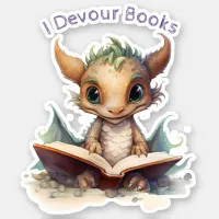 *~* Books Reading Baby Dragon  - I DEVOUR AP88 Sticker