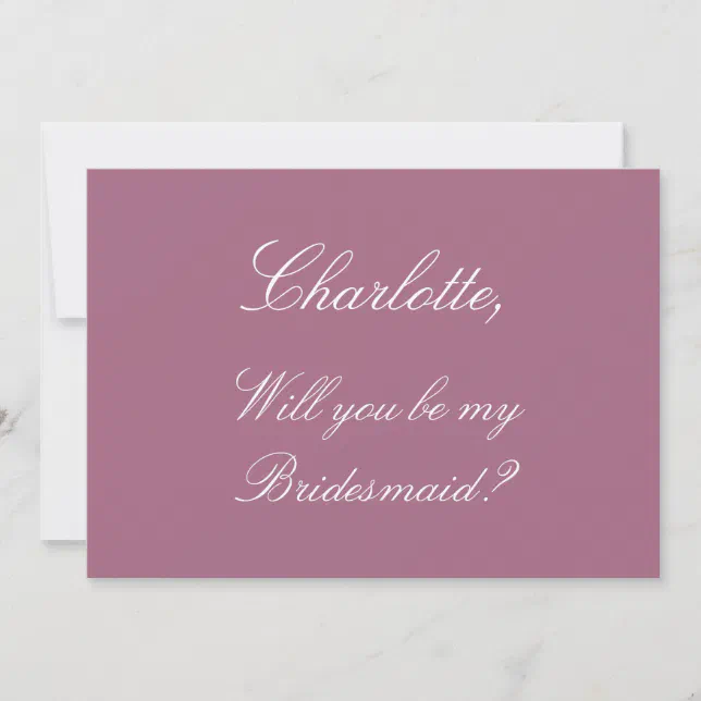 Stylish Mauve Bridesmaid Proposal Card