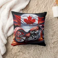 Canadian motorcycle under moonlight throw pillow