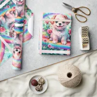 Cute Little Small Puppy Dog Pencil Art  Wrapping Paper