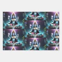 Lord Ganesh Wrapping Paper Flat Sheet Set of 3