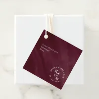 Modern Watercolor Add Message Burgundy ID816 Favor Tags