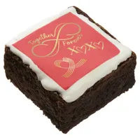 Happy Valentine's Day Together Forever Gold on Red Brownie