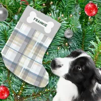 Add Your Pet's Name Festive Plaid Custom Dog Small Christmas Stocking