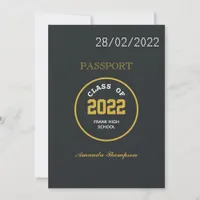 Black and Gold Graduation Passport Photo Invitation