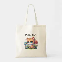 Personalized Cute Cartoon Cat Tote Bag