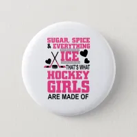 sugar spice and everything ice girls hockey pinback button