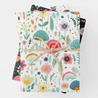 Whimsical Cute Flower Collection Wrapping Paper Sheets