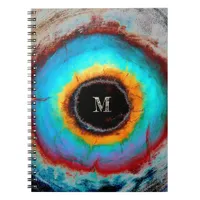 Ethereal Cosmic Eye Monogram Vibrant Abstract Art Notebook