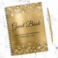 Glittery Gold Foil 40th Birthday Guestbook Notebook