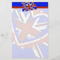 Cool British Flag Heart Design Stationery