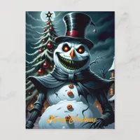 Creepy Horror Snowman Christmas Holiday Postcard