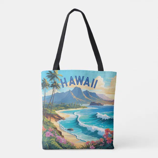 Vibrant Hawaii Beach Tropical Paradise Painting Tote Bag