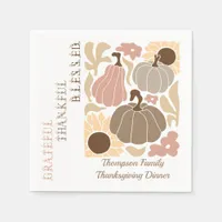 Boho Fall Grateful Thankful Blessed Thanksgiving Napkins