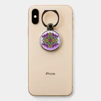 Purple, Dragonflies and Flowers Mandala Phone Ring Stand