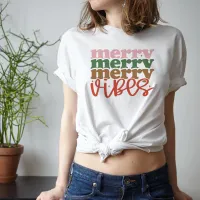 Merry Vibes Retro Groovy Christmas Holidays Tri-Blend Shirt