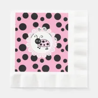 Pink Ladybug Girl's Baby Shower Napkins