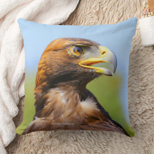 Vision of a Beautiful Young Golden Eagle Throw Pillow