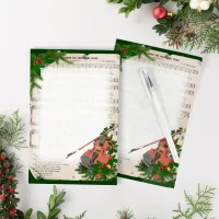 Vintage Christmas Sheet Music with Festive Violin Post-it Notes