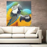 Parrots in love canvas print