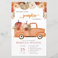 Budget Orange Little Pumpkin First Birthday Invite