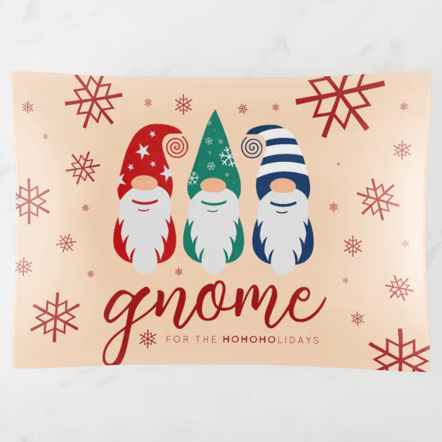 Hygge Christmas Gnome for the Holidays Snowflakes Trinket Tray