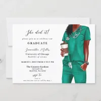 Green Scrubs Nurse Photo She Did It Graduation Invitation