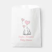 Elegant Baby Girl Pink Heart Balloons & Elephants Favor Bag