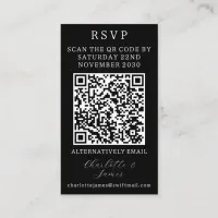 Elegant RSVP QR Code | Black And White Photo Enclosure Card