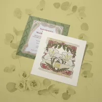 White Lily-Flower Meaning Vintage-Style Dark Green Invitation