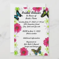 Butterflies & Flowers in Mosaic Bridal Shower Invitation