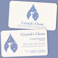 Cleaning Service Cute Ivory + Blue Spray Droplet Business Card