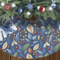 Blue Gold Christmas Pattern#18 ID1009 Brushed Polyester Tree Skirt