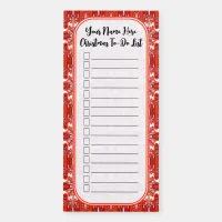 Festive Pattern Red & White Christmas To-Do List  Magnetic Notepad