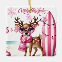 Pink Reindeer with Sunglasses Ornament