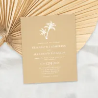 Budget Tropical Palm Tree Beige Wedding Invitation Flyer