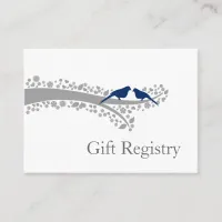 tree navy blue lovebirds Gift Registry Cards