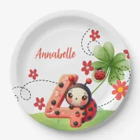 Ladybug / Watercolor 4th Birthday Paper Plate