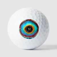 Ethereal Cosmic Eye Monogram Vibrant Abstract Art Golf Balls