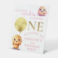 Our Little Cookie Turning ONE Photo 1st Birthday Pedestal Sign