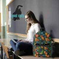 Cool Cats Colorful Cartoon Cat Printed Backpack